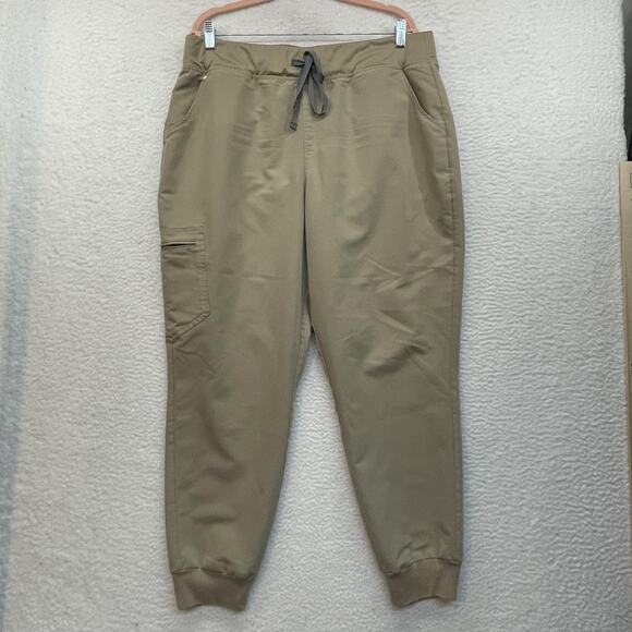 Figs Scrub Pants Womens 2XL Khaki HW Zamora Joggers Cargo Pockets Stretch Nurse - Picture 1 of 12
